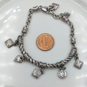 Brighton Half Circle Chain Heart Charms Bracelet